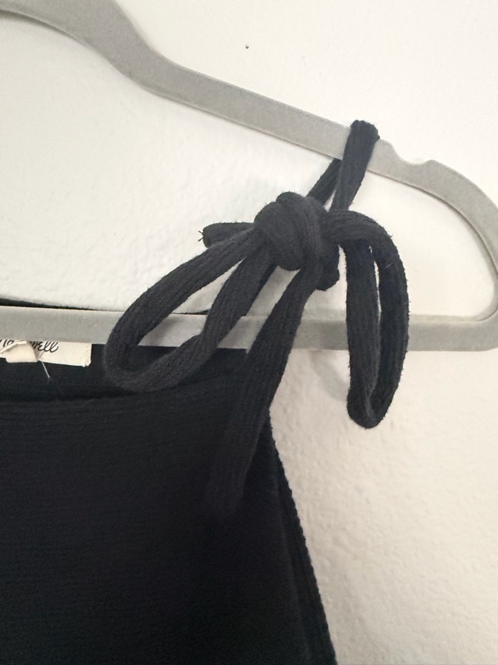 Size XL Madewell Black Tie-Shoulder Ribbed 100% Cotton Tank - Picture 4 of 7